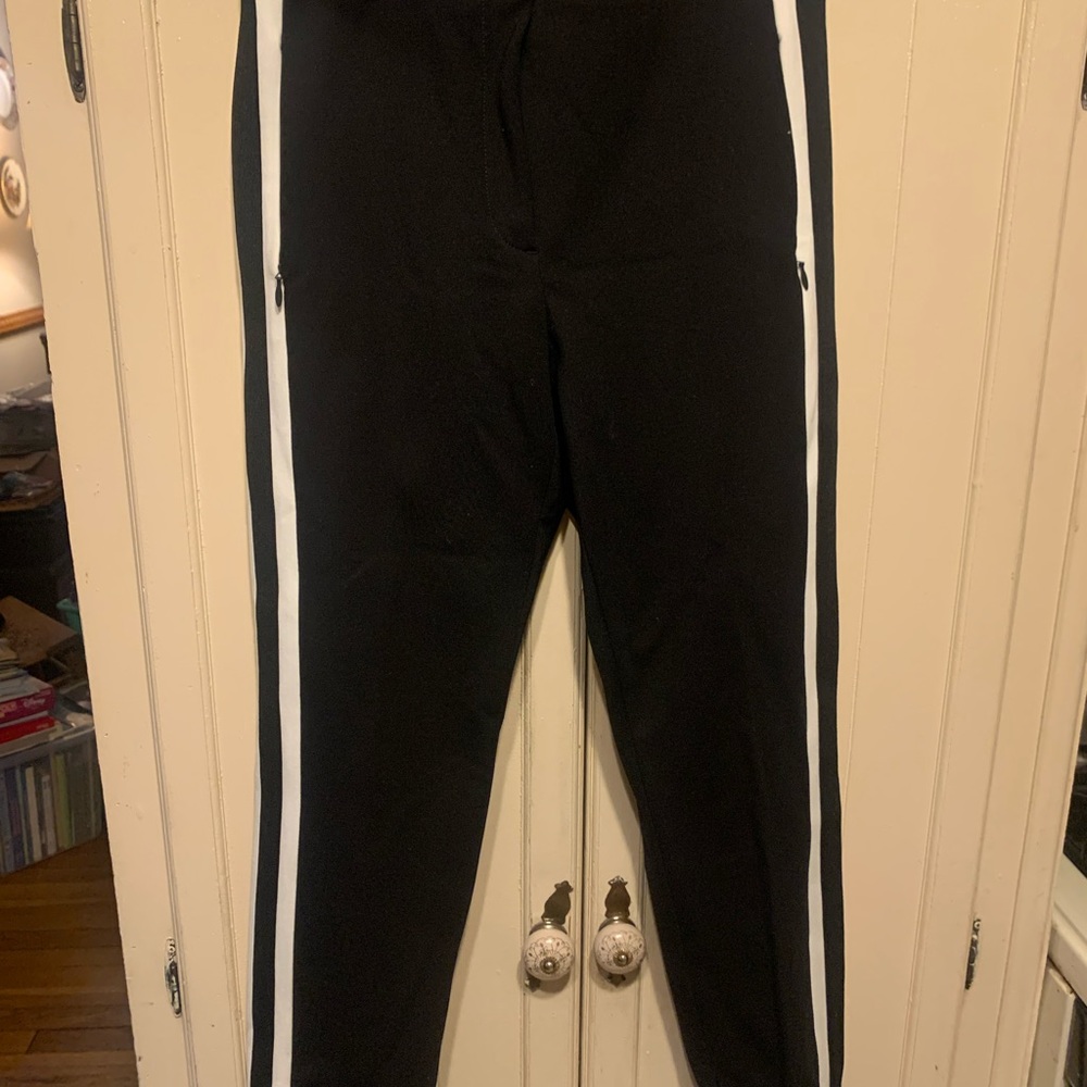 Escada black sport pants with white stripe size 32 (USA size XS)